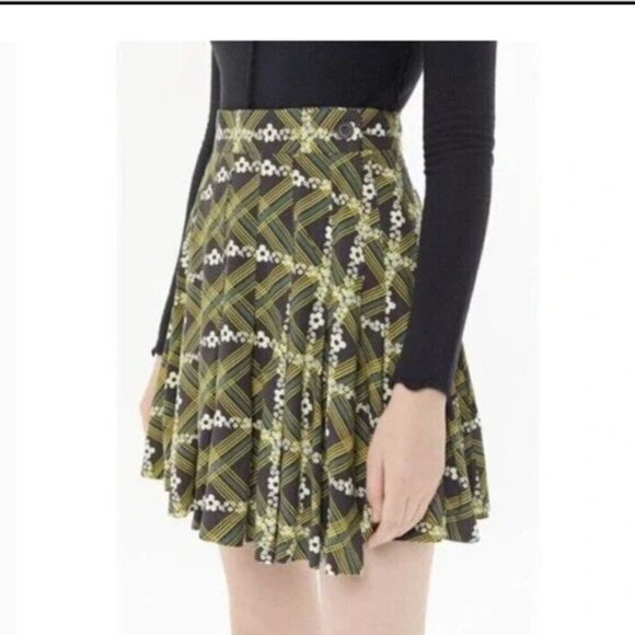 UO Urban Outfitters Womens Emerson Print Pleated Mini Skirt Size XS Wrap - Picture 3 of 11